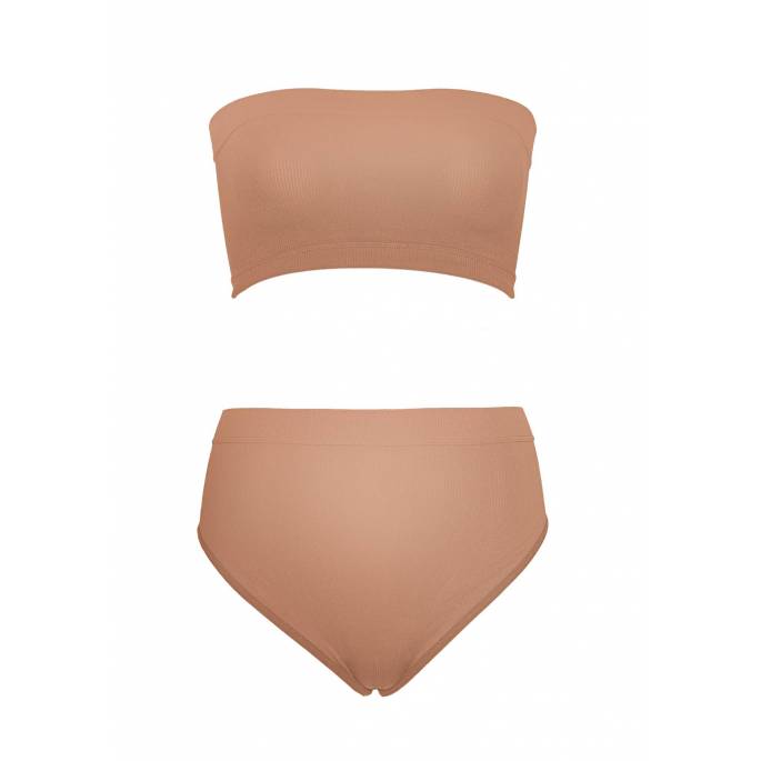 2P NUDE MEDIUM TOP+HÖHER GESCHNITTENE HOSE