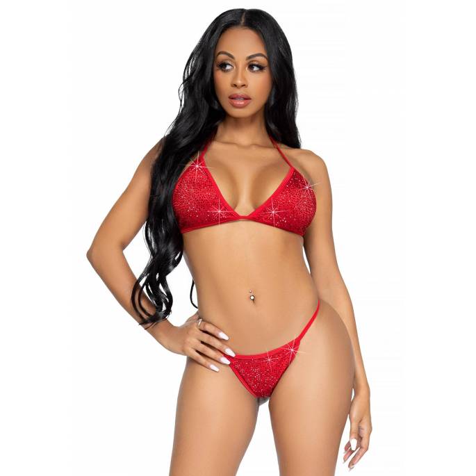 ROTER PAILLETTEN-BIKINI