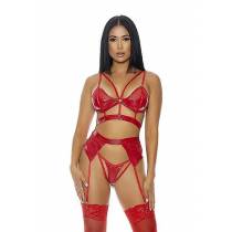 ENSEMBLE 3P VINYLE ROUGE