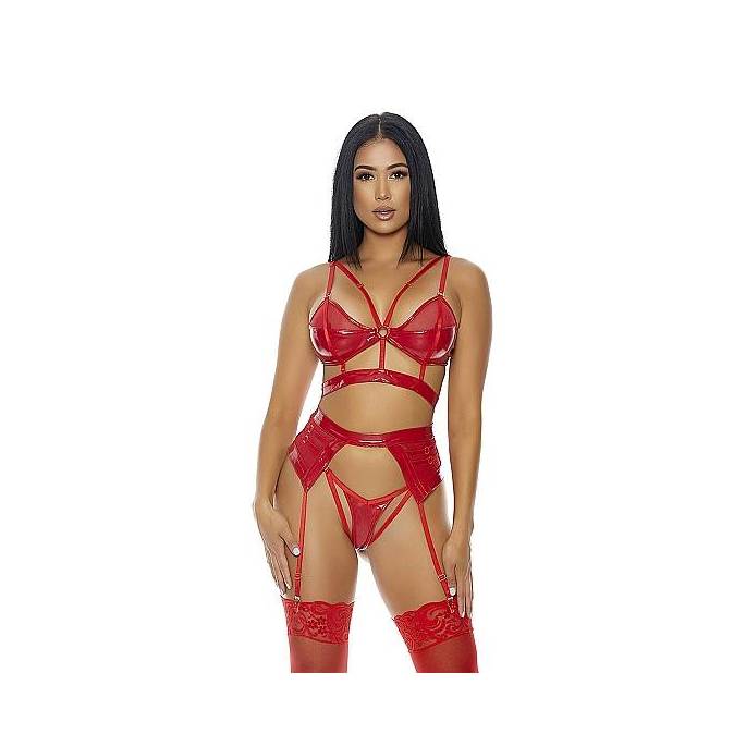 ENSEMBLE 3P VINYLE ROUGE