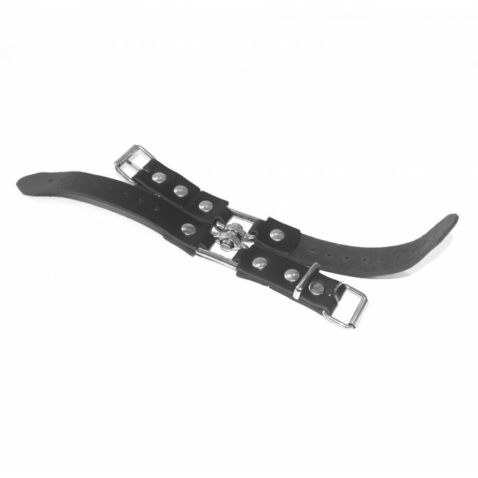 BRACELET MENOTTES CUIR NOIR