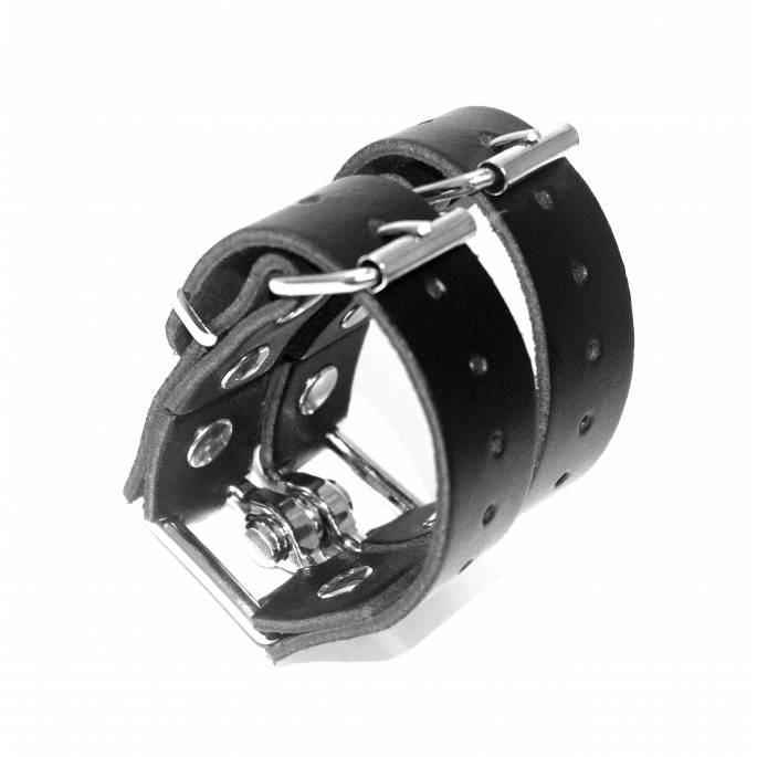 BRACELET MENOTTES CUIR NOIR