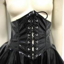 VINYL SKIRT + CORSET BELT