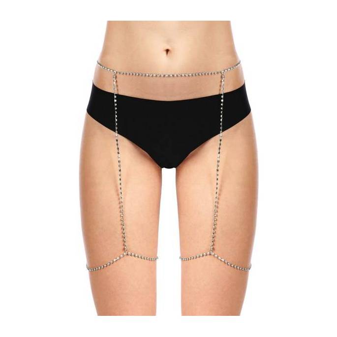 STRASS-STRUMPFGÜRTEL SILBER