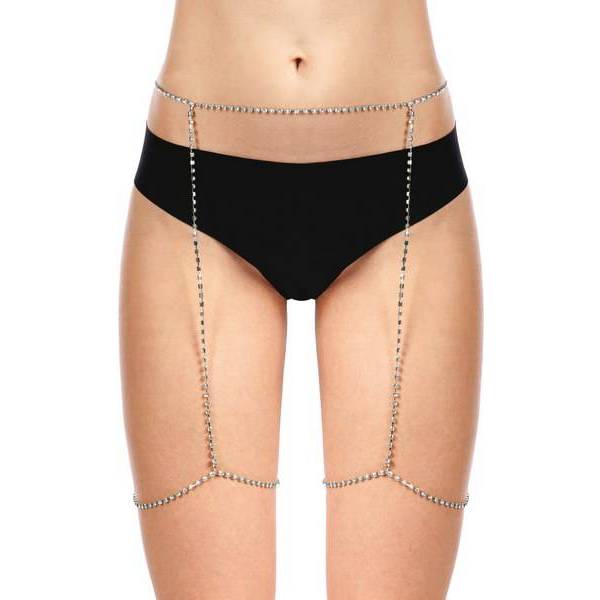 STRASS-STRUMPFGÜRTEL SILBER