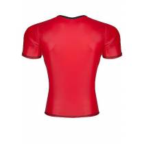 T-SHIRT COL V WETLOOK ROUGE