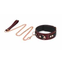 COLLIER + LAISSE CUIR "RED WINE"