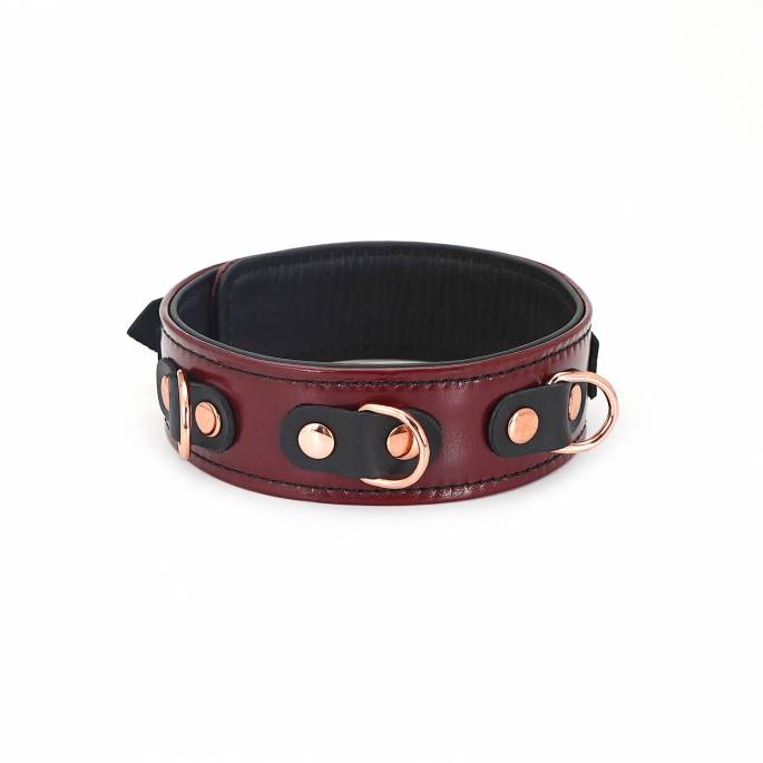 COLLIER + LAISSE CUIR "RED WINE"