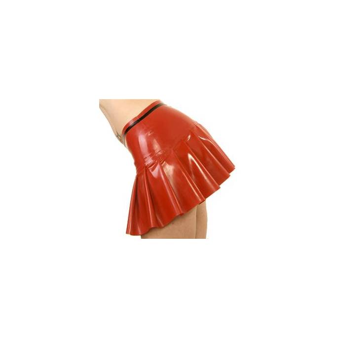 MINI JUPE LATEX PLISSEE ROUGE