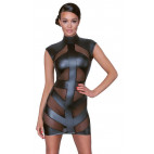 SCHLEIERKLEID STREIFEN WETLOOK