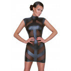 SCHLEIERKLEID STREIFEN WETLOOK