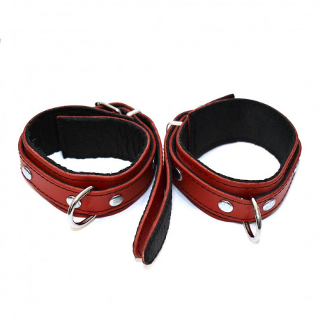 CHEVILLERES CUIR ROUGE/NOIR