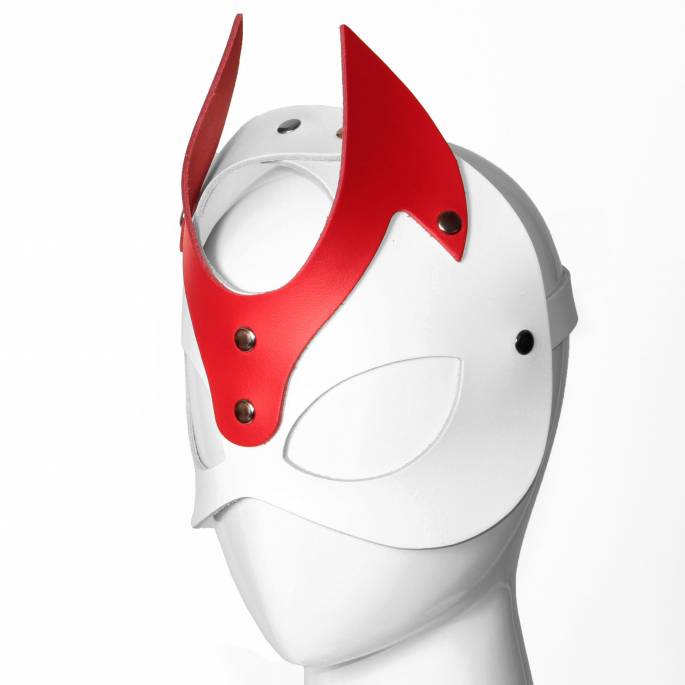 DEMONIA LEDER MASKE WEISS/ROT