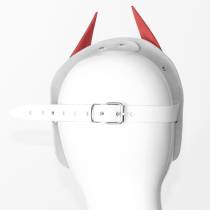 MASQUE DEMONIA CUIR BLANC/ROUGE