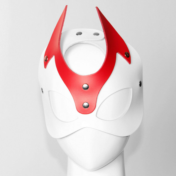 DEMONIA LEATHER MASK WHITE/RED