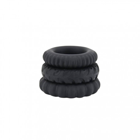 3ER-SET MINI-COCKRINGE AUS SCHWARZEM SILIKON