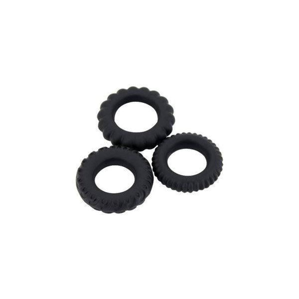 3 BLACK MINI SILICONE COCK RINGS
