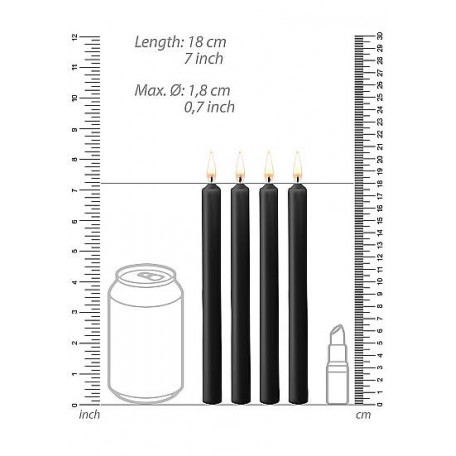 LOT 4 BOUGIES PARAFFINE LONGUES NOIR