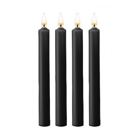 SET MIT 4 LANGEN PARAFFINKERZEN SCHWARZ