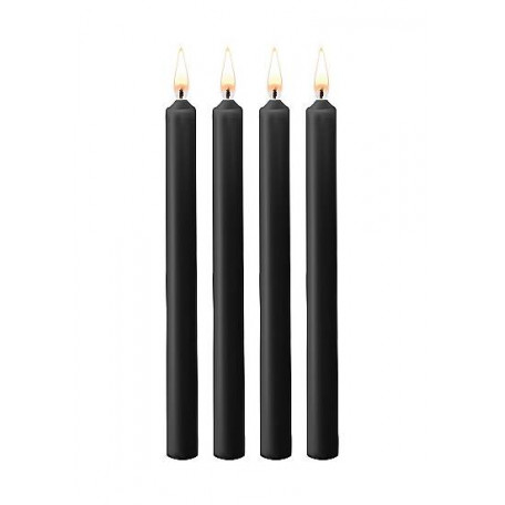 SET MIT 4 LANGEN PARAFFINKERZEN SCHWARZ