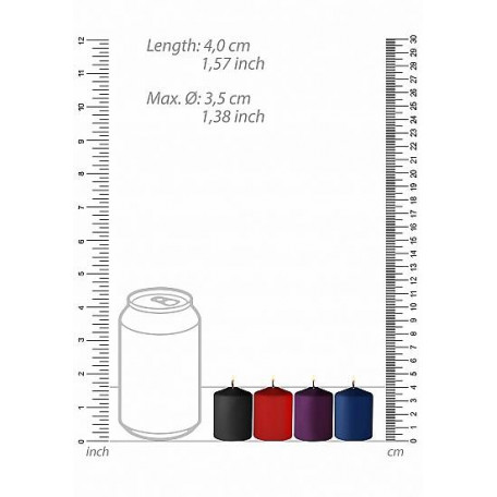 SET MIT 4 FARBIGEN MINI-KERZEN (PARAFFIN)