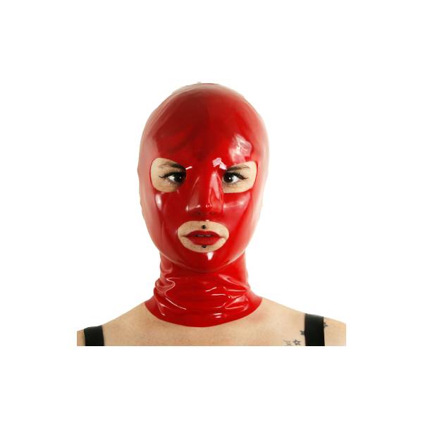 LATEXHAUBE ROT + REISSVERSCHLUSS