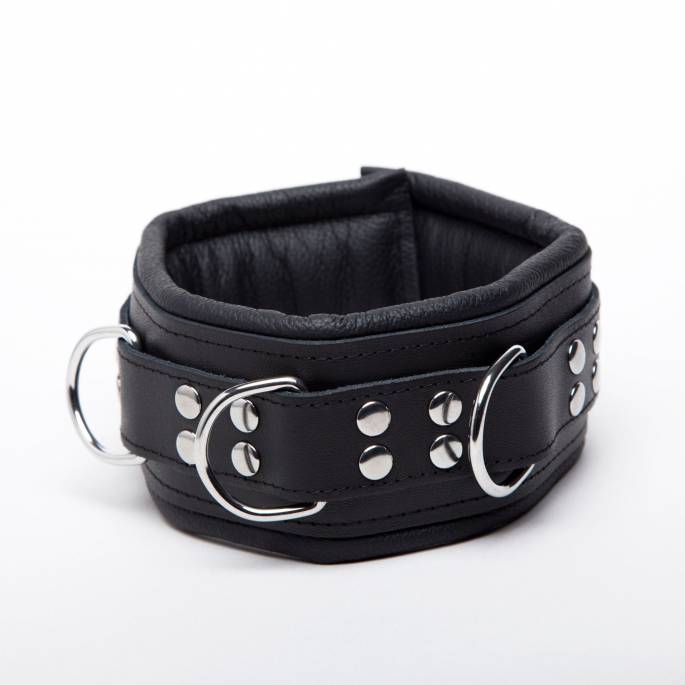 COLLIER CUIR NOIR 8 CM