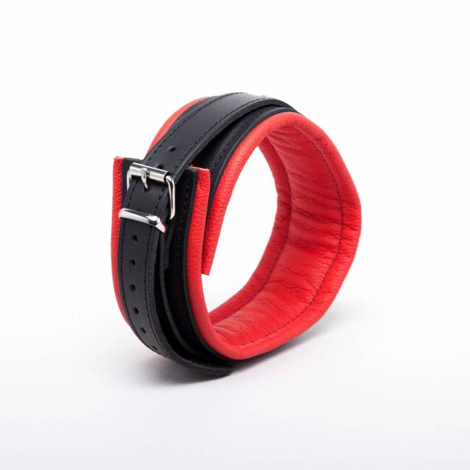 BLACK + RED LEATHER NECKLACE 5cm