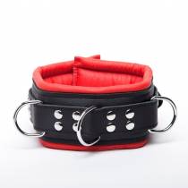 HALSBAND AUS SCHWARZEM UND ROTEM LEDER 8 CM