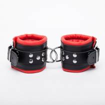 HANDSCHELLEN LEDER SCHWARZ UND ROT