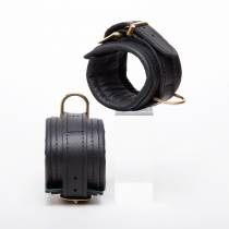 MENOTTES CUIR ANNEAU DORE