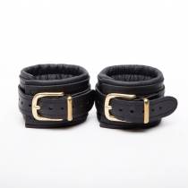 MENOTTES CUIR ANNEAU DORE