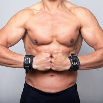 MENOTTES CUIR ANNEAU DORE