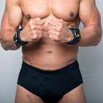 MENOTTES CUIR ANNEAU DORE