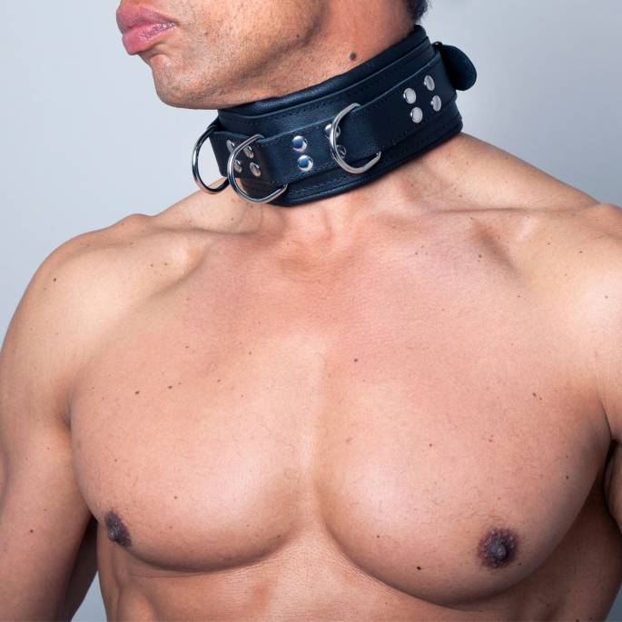 COLLIER CUIR NOIR 8 CM