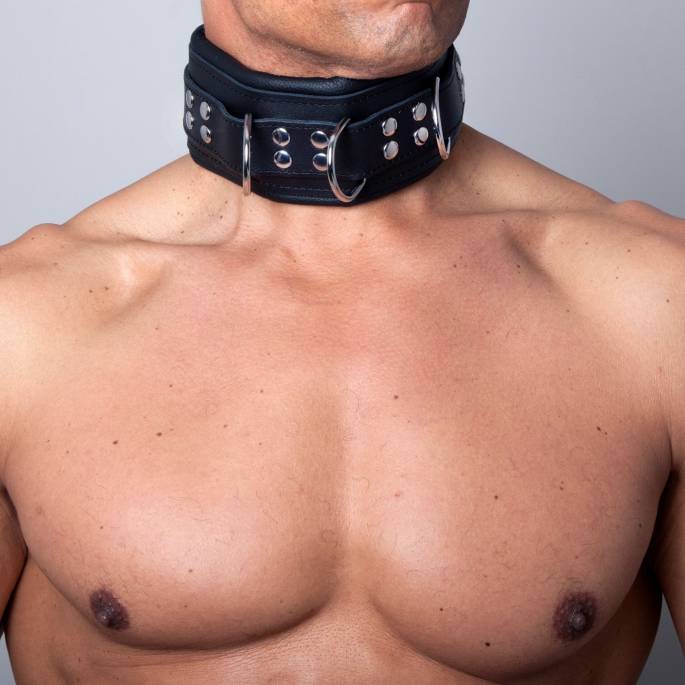 BLACK LEATHER NECKLACE 8 CM