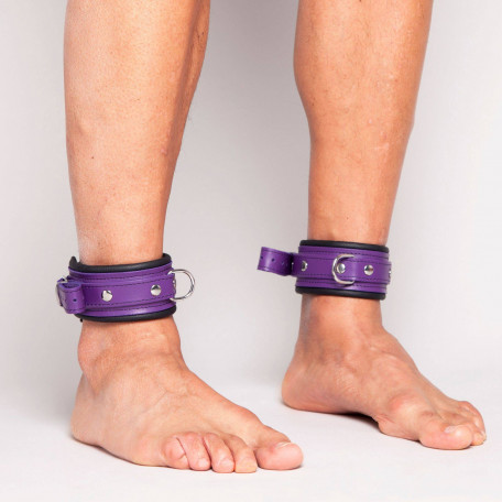 CHEVILLÈRES CUIR NOIR + LILAS 5CM