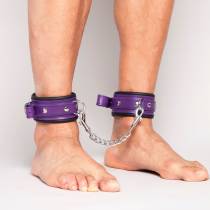 CHEVILLÈRES CUIR NOIR + LILAS 5CM