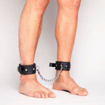 Menottes chevilles cuir noir