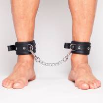 Menottes chevilles cuir noir