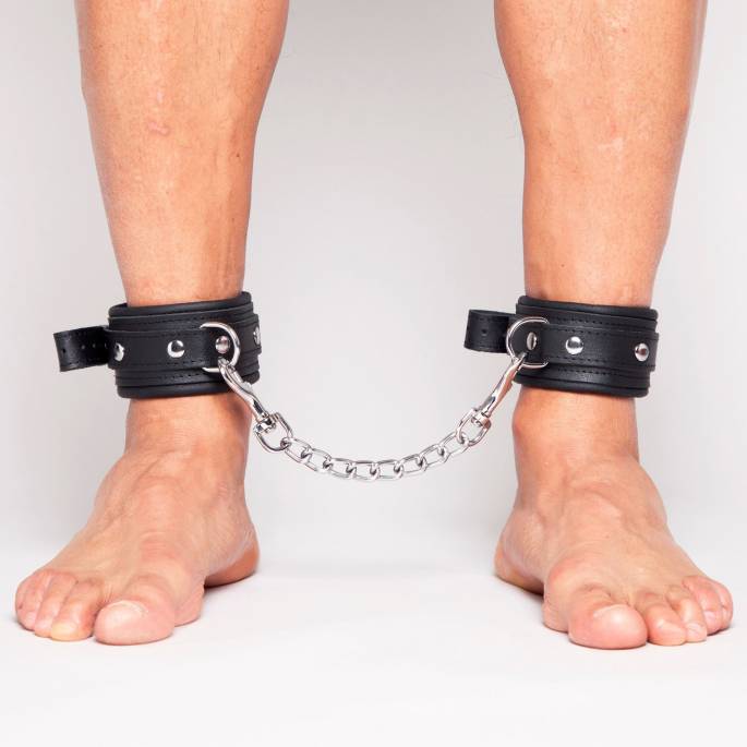 Menottes chevilles cuir noir