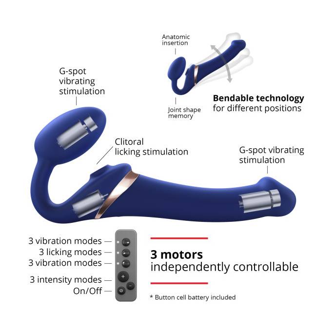 MULTI ORGASM-STRAP ON BENDABLE L-NACHTBLAU