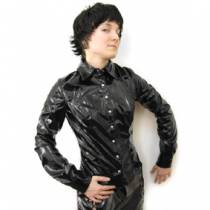 SCHWARZE VINYLBLUSE