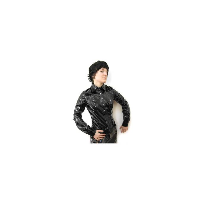 SCHWARZE VINYLBLUSE