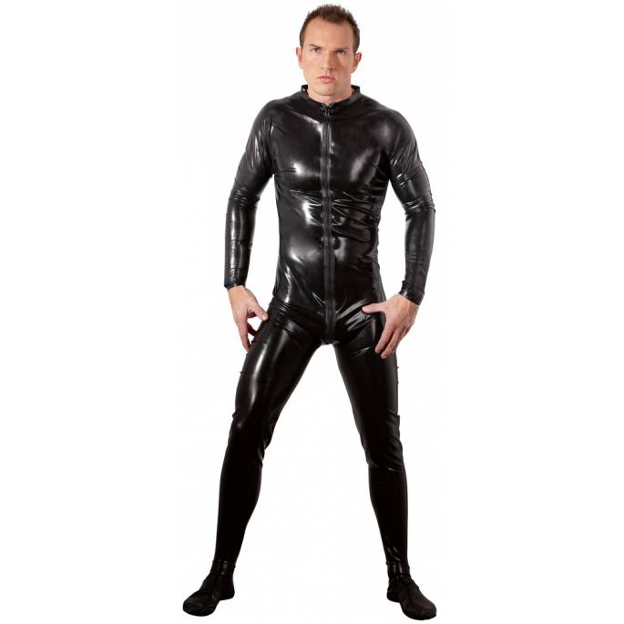 SCHWARZER LATEX-CATSUIT FÜR MÄNNER