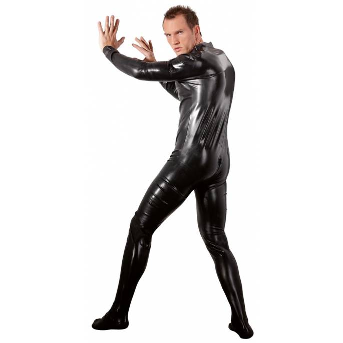 SCHWARZER LATEX-CATSUIT FÜR MÄNNER