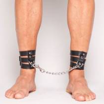 ANKLE CUFFS 3 BLACK LEATHER BANDS