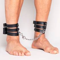 TOBILLERAS DE CUERO NEGRO CON 3 RAYAS