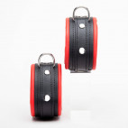 chevillières cuir noir + rouge 5cm