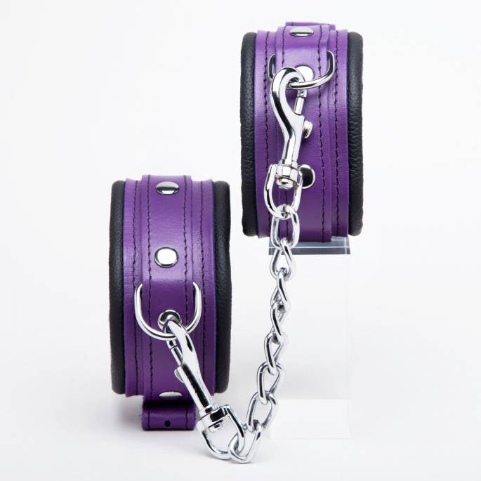 CHEVILLÈRES CUIR NOIR + LILAS 5CM